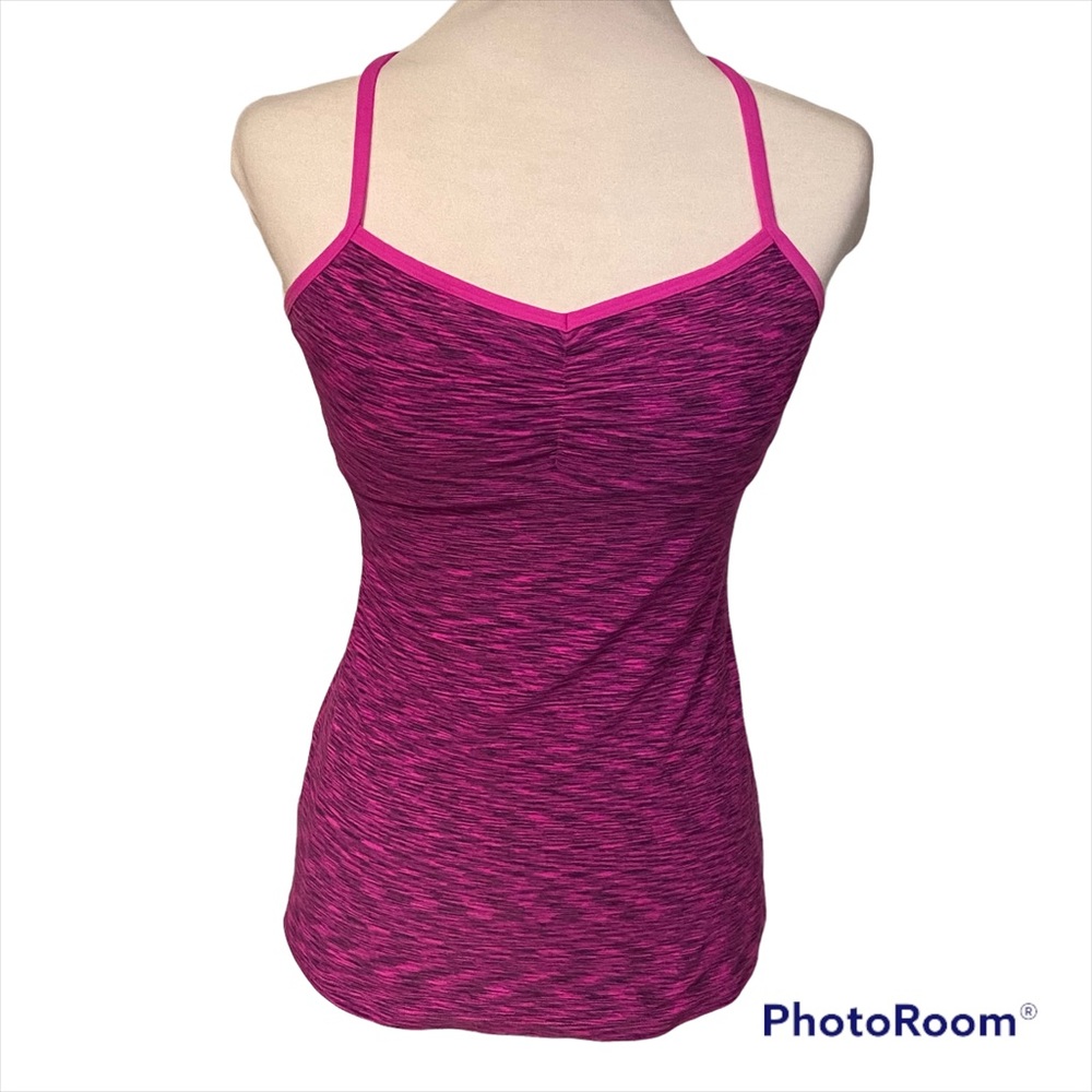 LUCY TANK TOP PINK PURPLE SKINNY STRAPS KEYHOLE RACER BACK PADDED BUST SIZE S